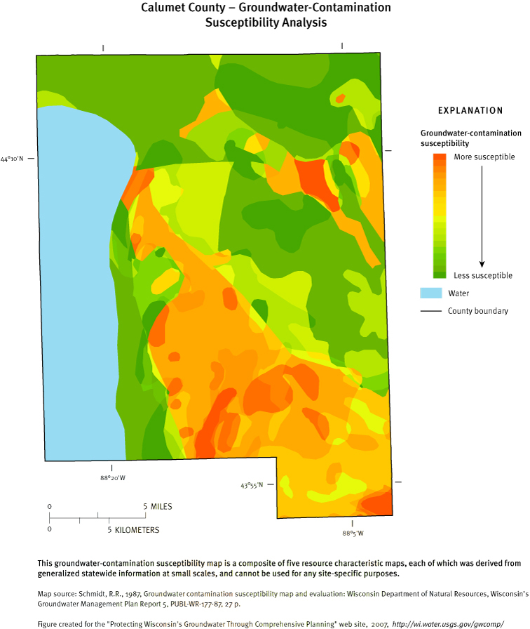 Calumet County Groundwater Contamination Susceptibility Analysis Map