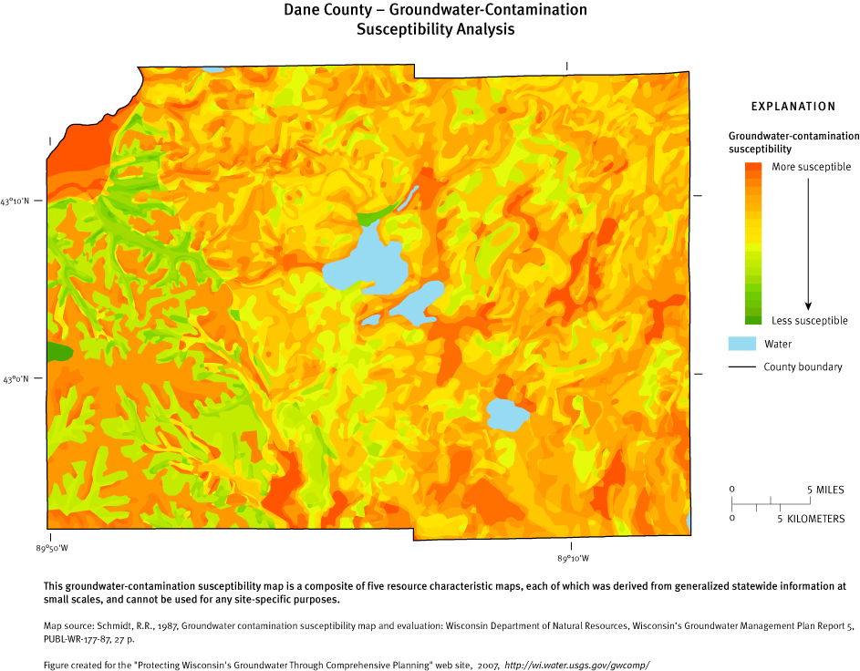 Dane County Groundwater Contamination Susceptibility Analysis Map