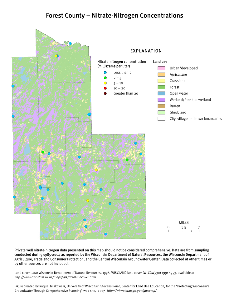 Forest County nitrate-nitrogen concentrations