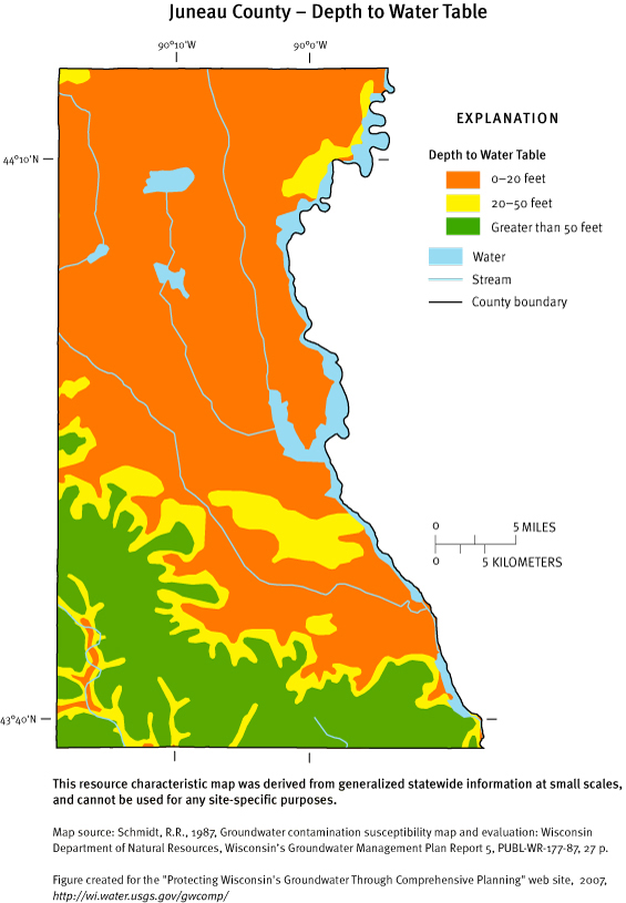 Juneau County Depth of Water Table