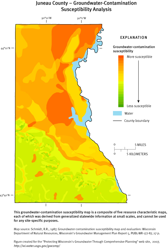 Juneau County Groundwater Contamination Susceptibility Analysis Map