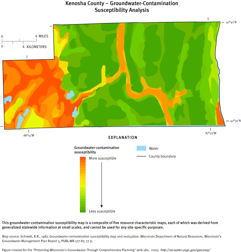 Kenosha County Groundwater Contamination Susceptibility Analysis Map