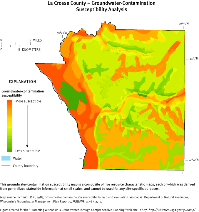 La Crosse County Groundwater Contamination Susceptibility Analysis Map