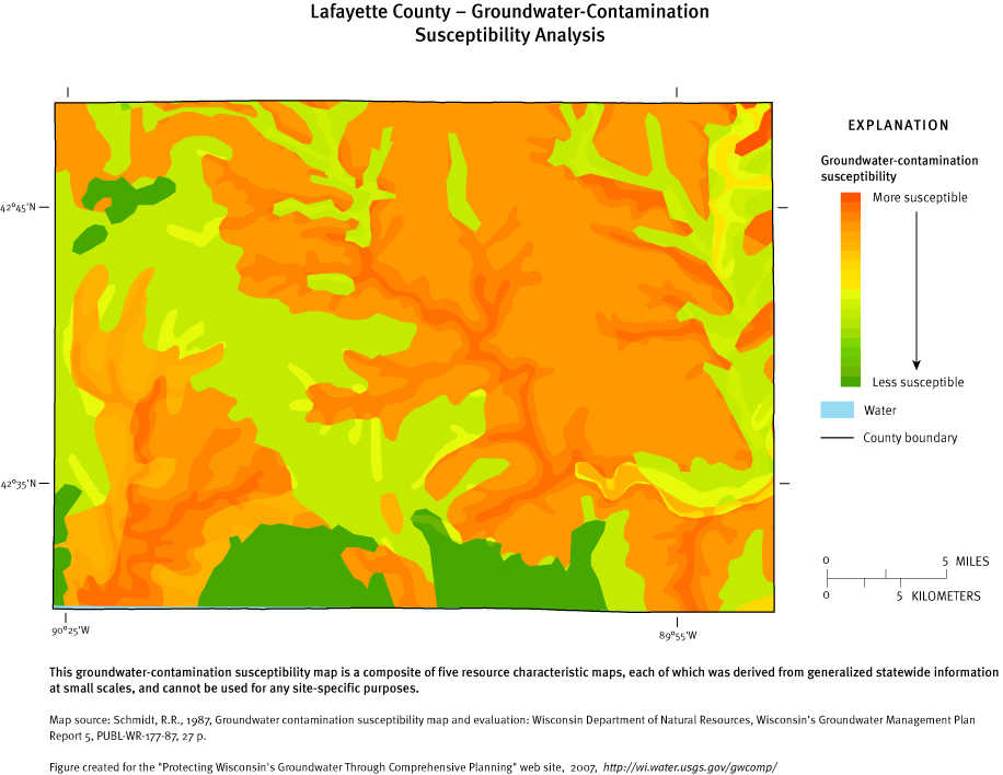Lafayette County Groundwater Contamination Susceptibility Analysis Map