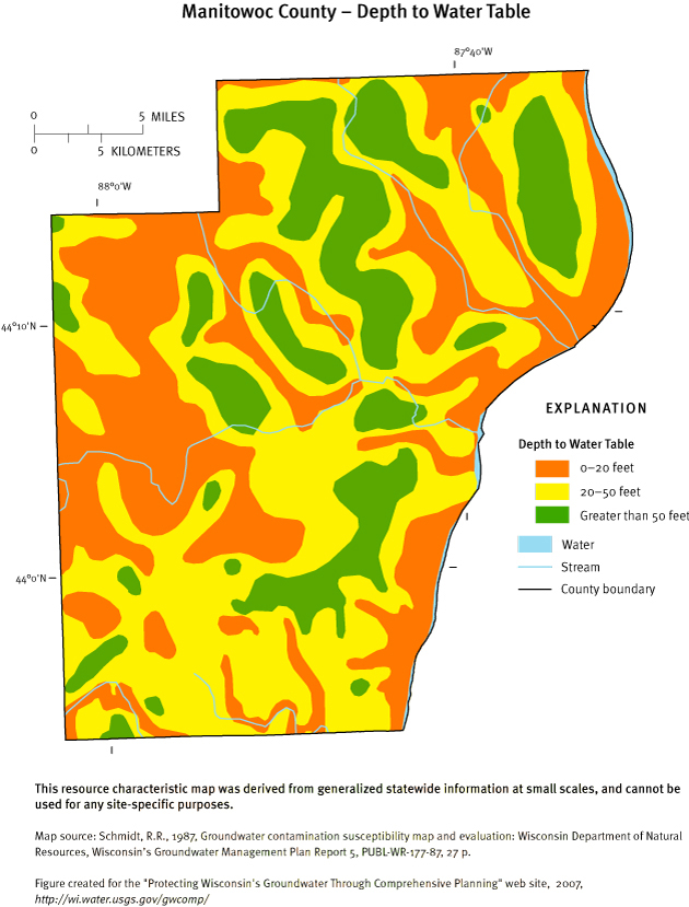 Manitowoc County Depth of Water Table
