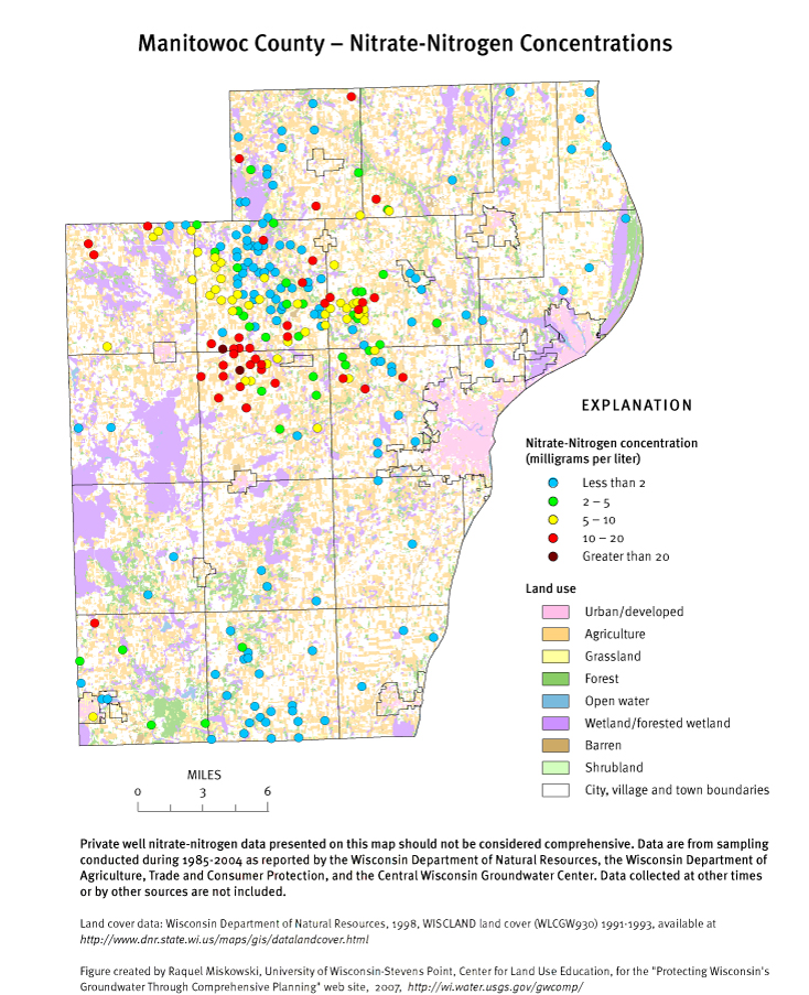 Manitowoc County nitrate-nitrogen concentrations