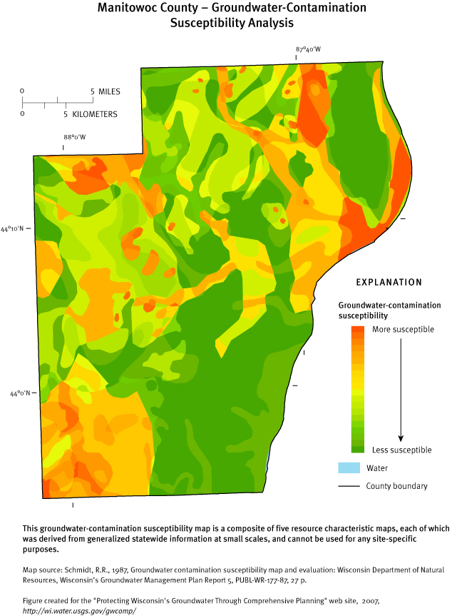 Manitowoc County Groundwater Contamination Susceptibility Analysis Map
