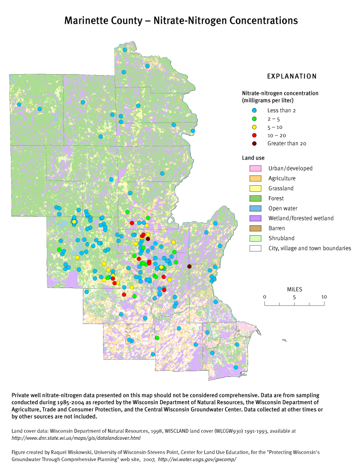 Marinette County nitrate-nitrogen concentrations