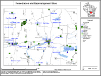 Map of BRRTS sites in Marquette County