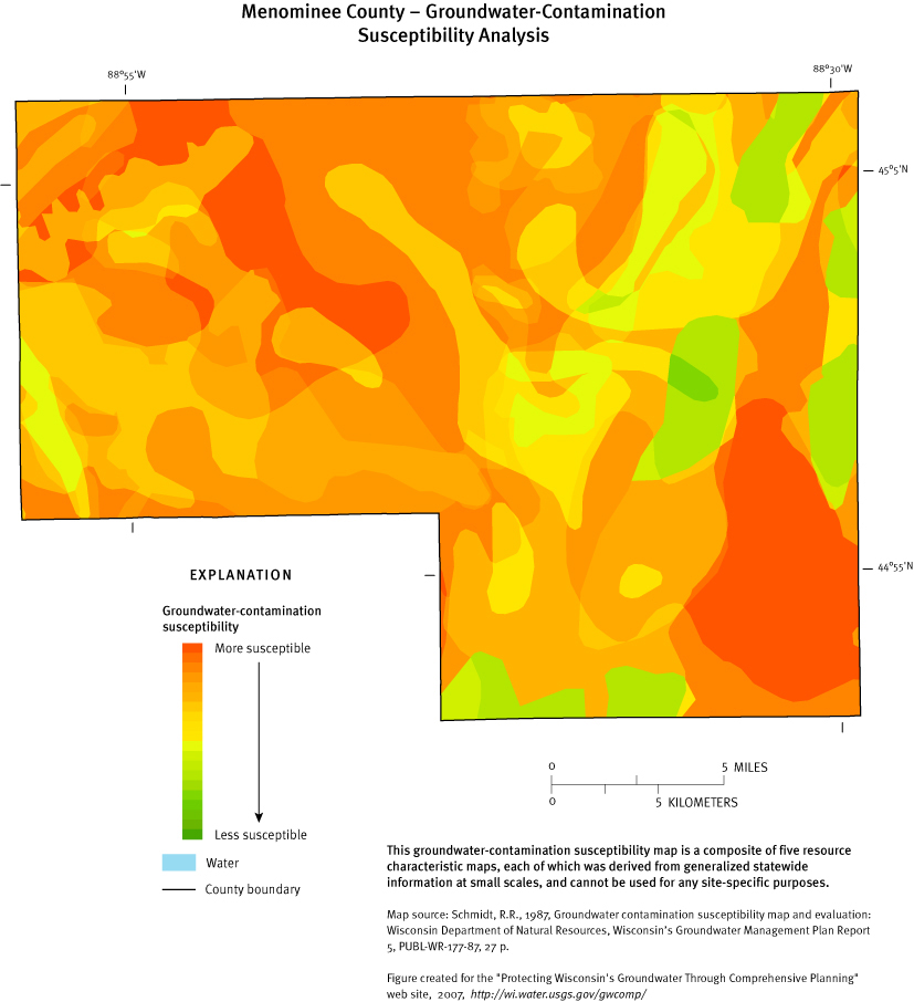 Menominee County Groundwater Contamination Susceptibility Analysis Map