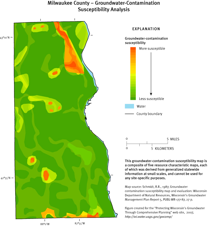 Milwaukee County Groundwater Contamination Susceptibility Analysis Map