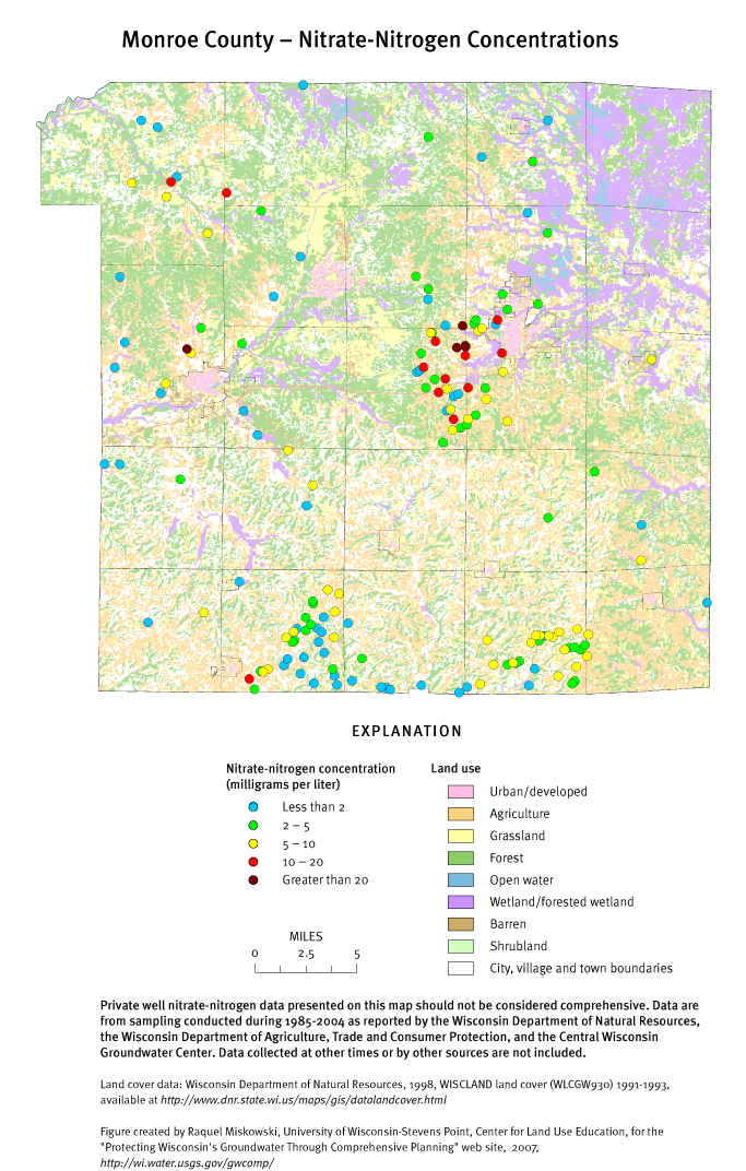 Monroe County nitrate-nitrogen concentrations