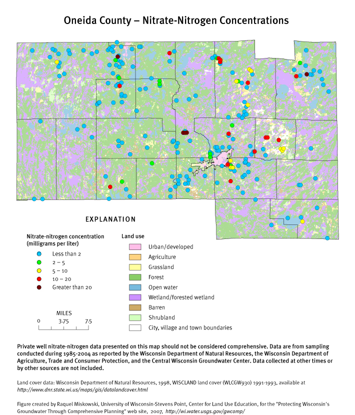 Oneida County nitrate-nitrogen concentrations