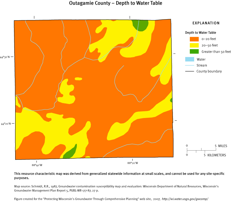 Outagamie County Depth of Water Table