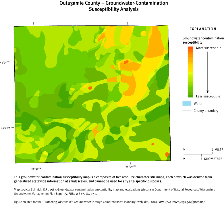 Outagamie County Groundwater Contamination Susceptibility Analysis Map