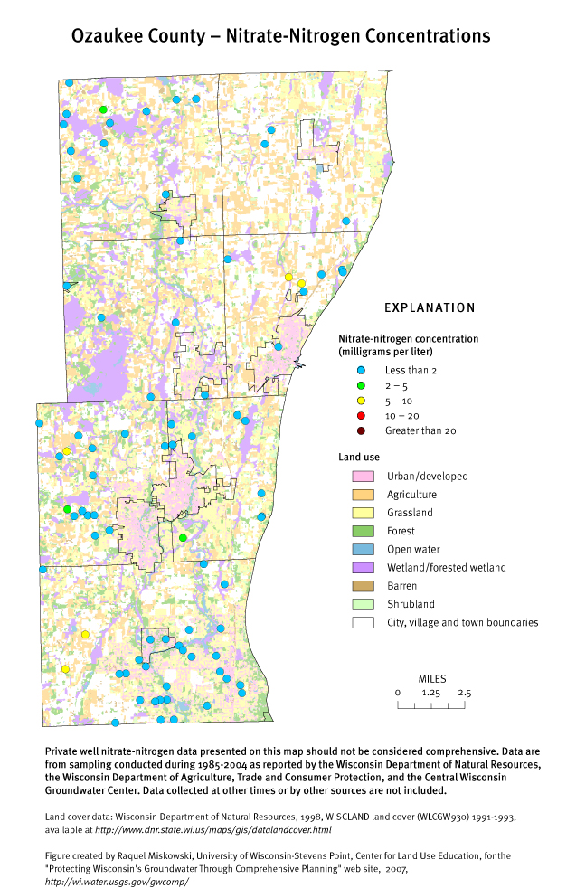 Ozaukee County nitrate-nitrogen concentrations
