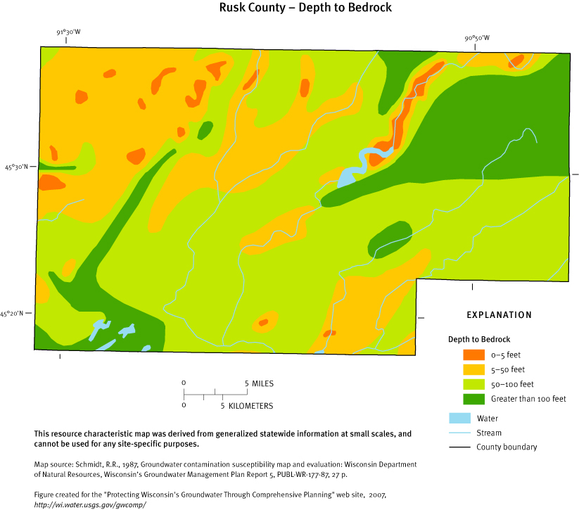 Rusk County Depth to Bedrock