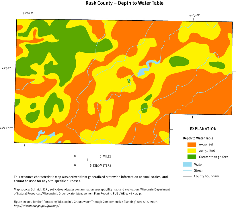 Rusk County Depth of Water Table