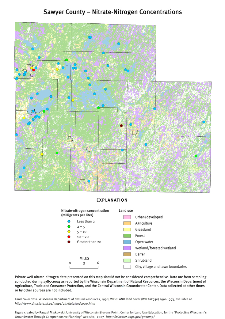 Sawyer County nitrate-nitrogen concentrations