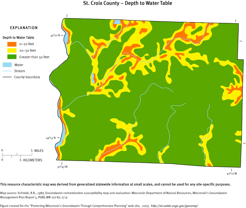 St. Croix County Depth of Water Table