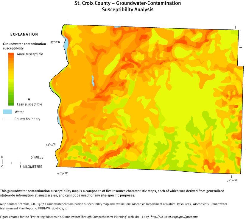 St. Croix County Groundwater Contamination Susceptibility Analysis Map