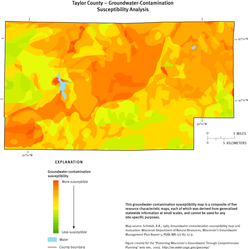 Taylor County Groundwater Contamination Susceptibility Analysis Map