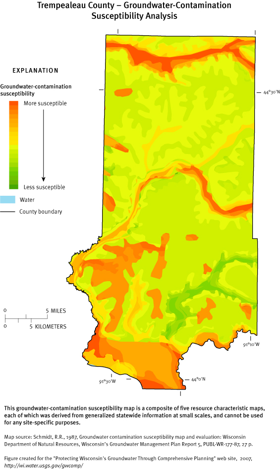 Trempealeau County Groundwater Contamination Susceptibility Analysis Map
