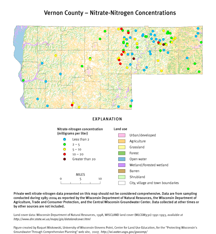 Vernon County nitrate-nitrogen concentrations