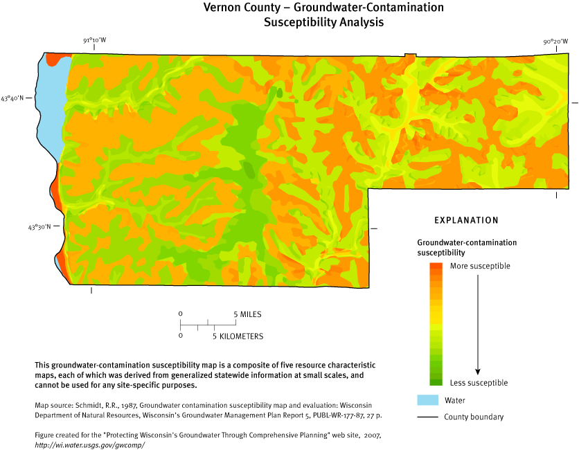 Vernon County Groundwater Contamination Susceptibility Analysis Map