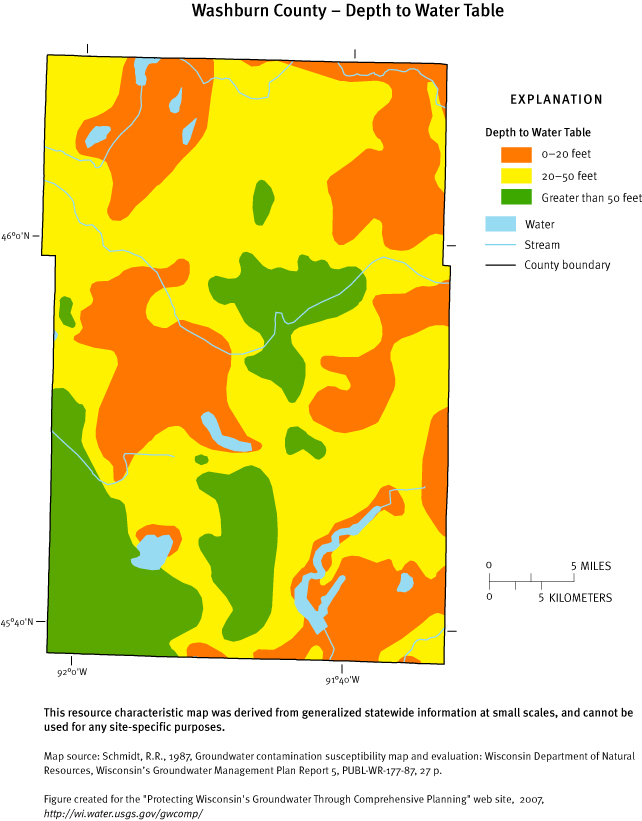 Washburn County Depth of Water Table