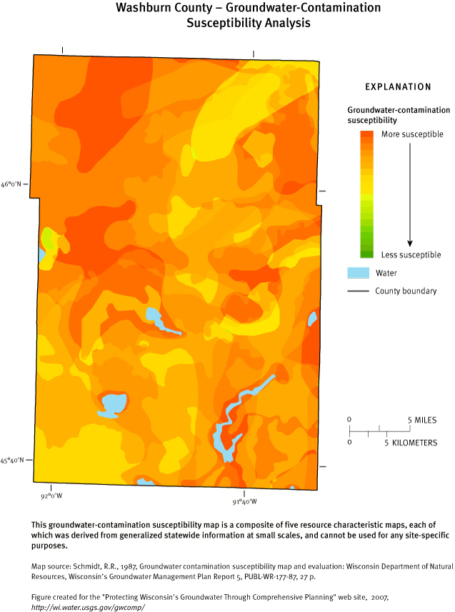 Washburn County Groundwater Contamination Susceptibility Analysis Map
