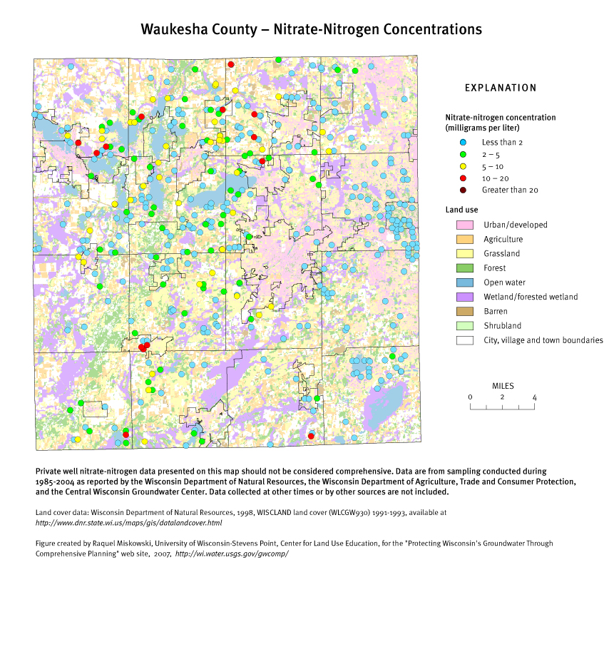Waukesha County nitrate-nitrogen concentrations