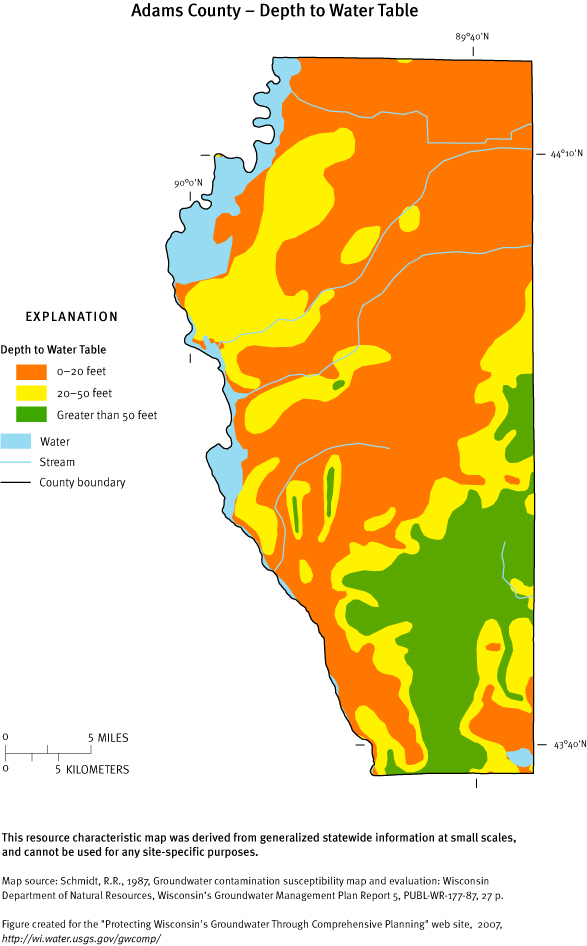 Adams County Depth of Water Table
