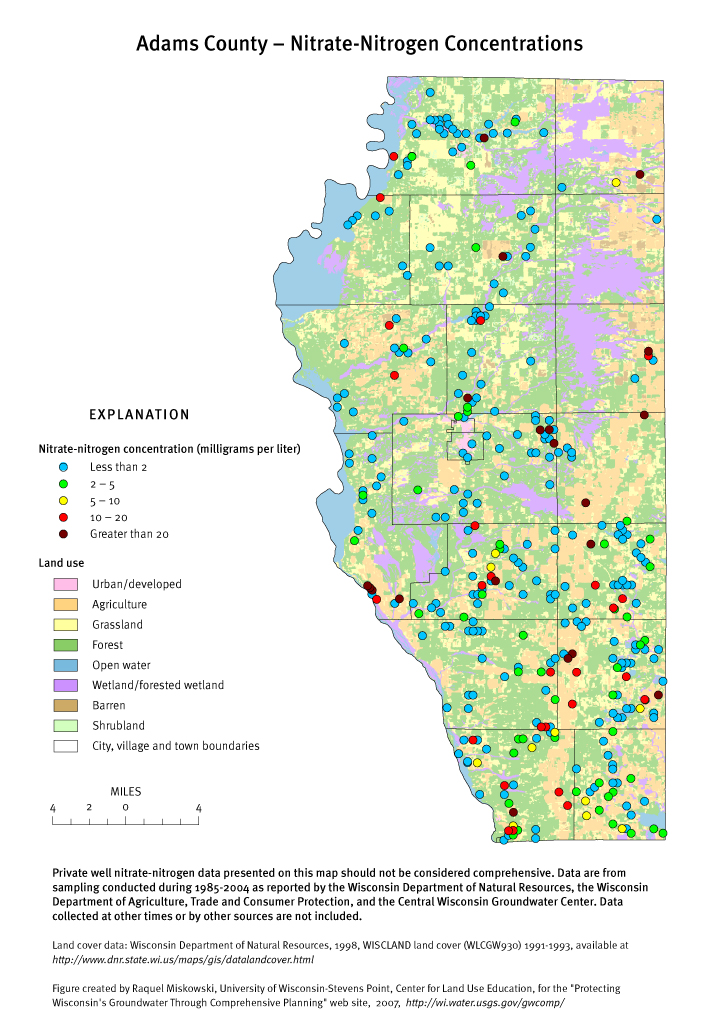 Adams County nitrate-nitrogen concentrations