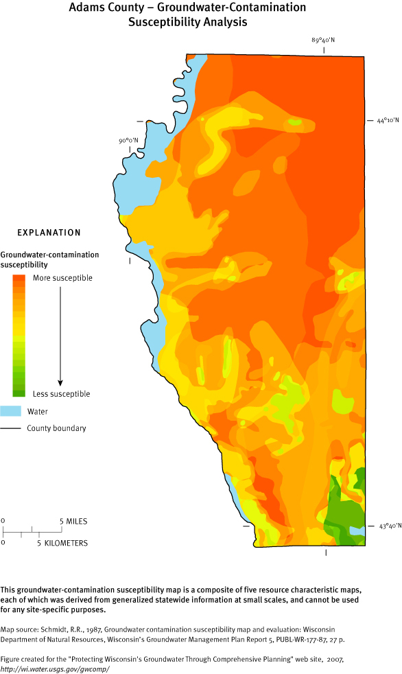 Adams County Groundwater Contamination Susceptibility Analysis Map