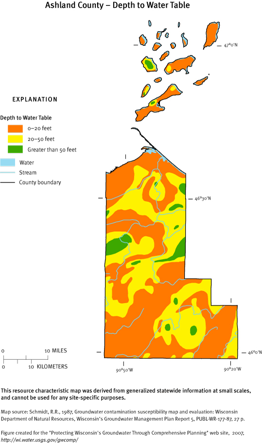 Ashland County Depth of Water Table