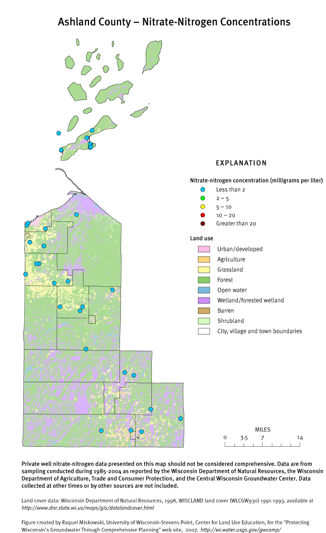 Ashland County nitrate-nitrogen concentrations