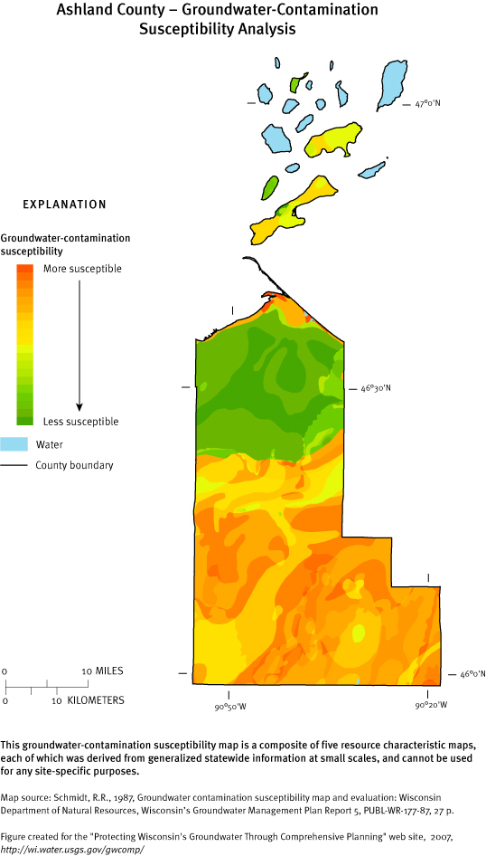 Ashland County Groundwater Contamination Susceptibility Analysis Map