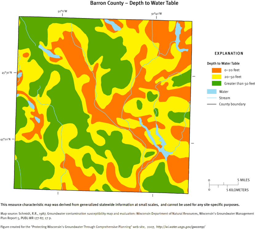 Barron County Depth of Water Table