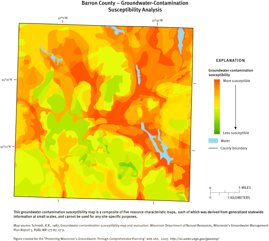 Barron County Groundwater Contamination Susceptibility Analysis Map
