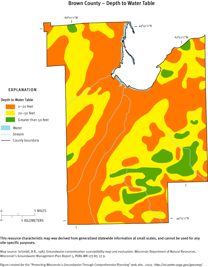 Brown County Depth of Water Table