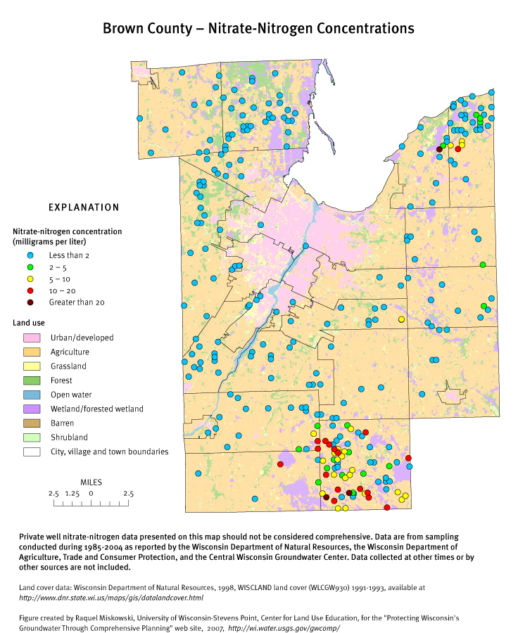 Brown County nitrate-nitrogen concentrations