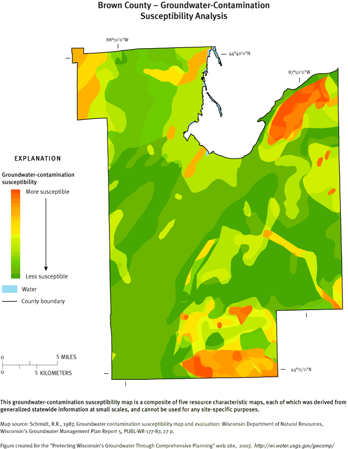 Brown County Groundwater Contamination Susceptibility Analysis Map