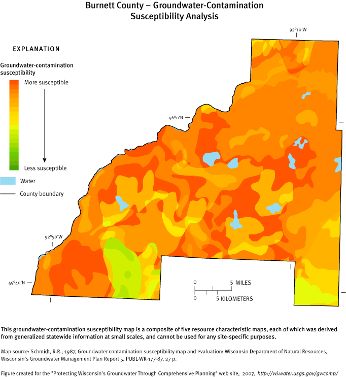Burnett County Groundwater Contamination Susceptibility Analysis Map