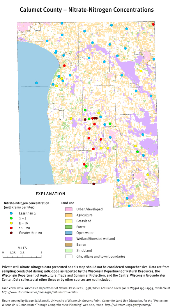 Calumet County nitrate-nitrogen concentrations