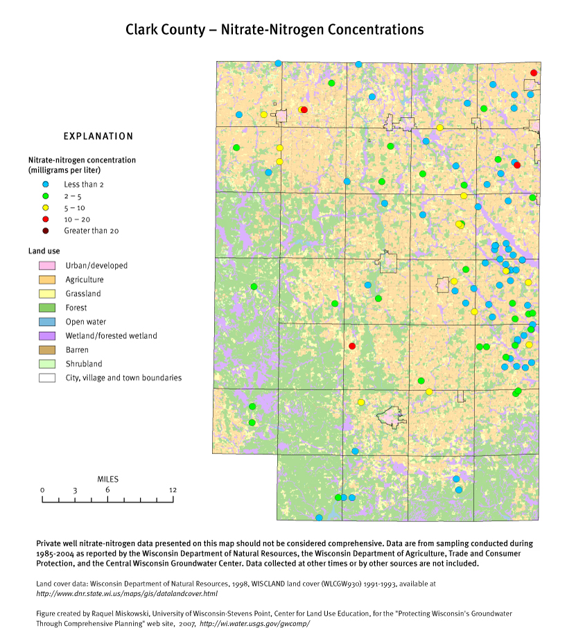 Clark County nitrate-nitrogen concentrations