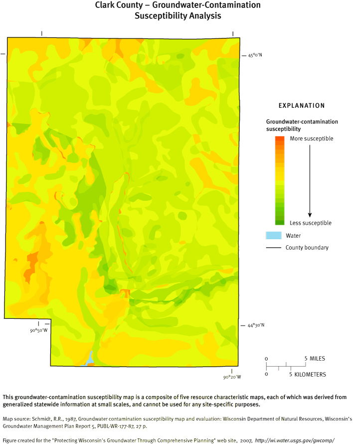 Clark County Groundwater Contamination Susceptibility Analysis Map