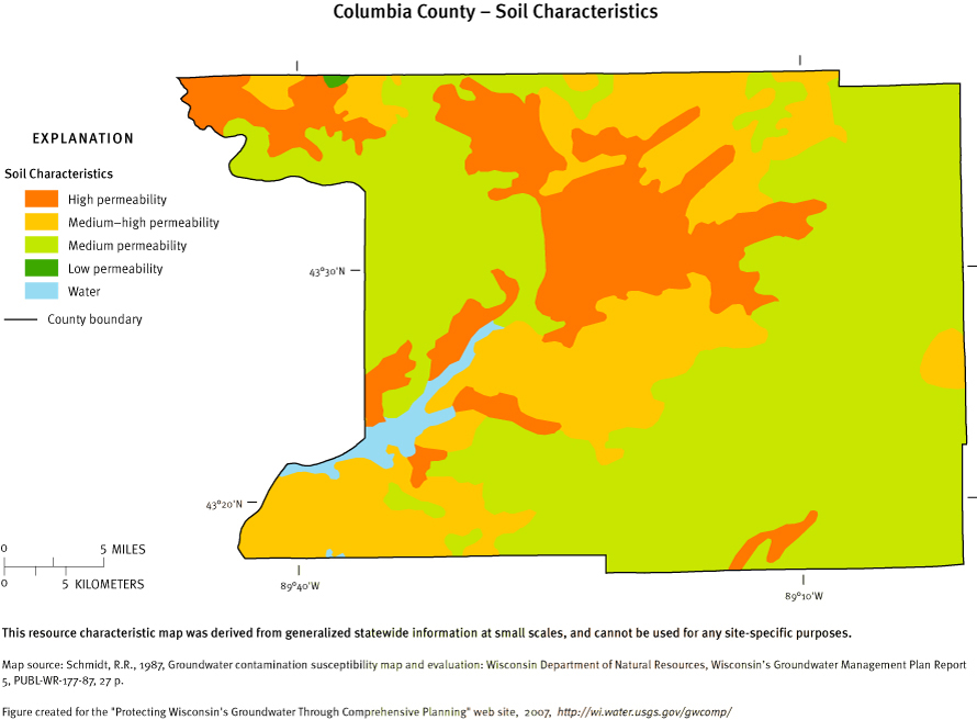 Columbia County Wi Gis Protecting Groundwater In Wisconsin Through Comprehensive Planning - Columbia  County Susceptibility Maps