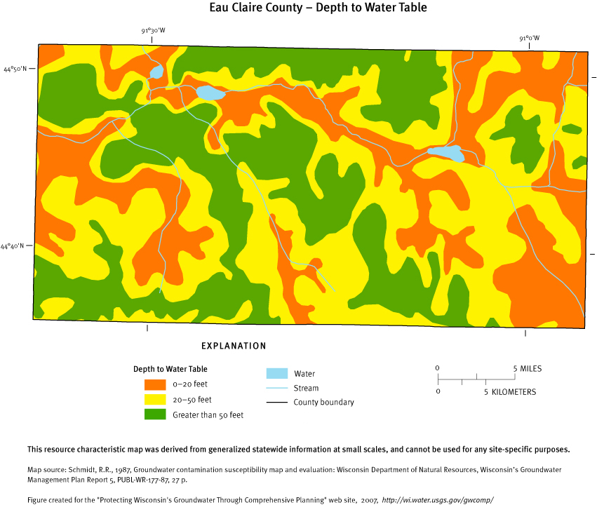 Eau Claire County Depth of Water Table