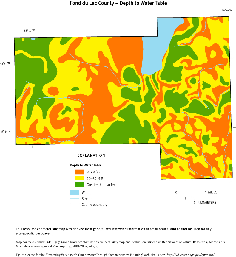 Fond du Lac County Depth of Water Table